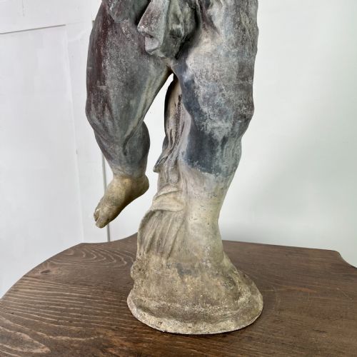 LARGE 19TH C LEAD WATER FOUNTAIN FIGURE OF BOY WITH FISH - ADDITIONAL PHOTO 6