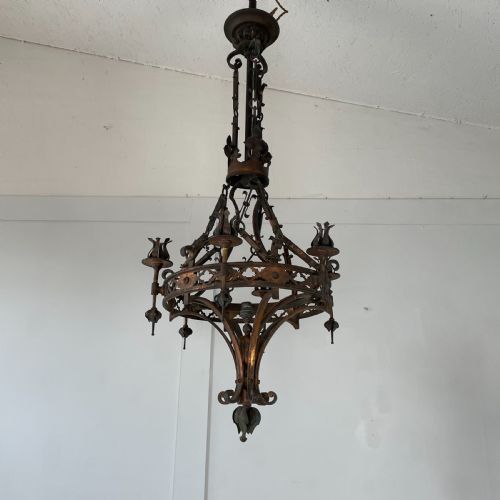 19TH C BRASS CHANDELIER - ADDITIONAL PHOTO 1