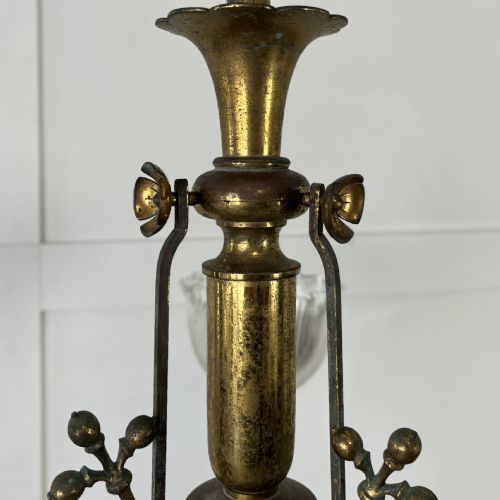 VICTORIAN CONVERTED GILDED BRASS CHANDELIER - ADDITIONAL PHOTO 3