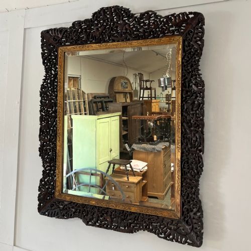 19th c carved chinese wall mirror - CATEGORY: ANTIQUE MIRRORS - DATED 19TH CENTURY
