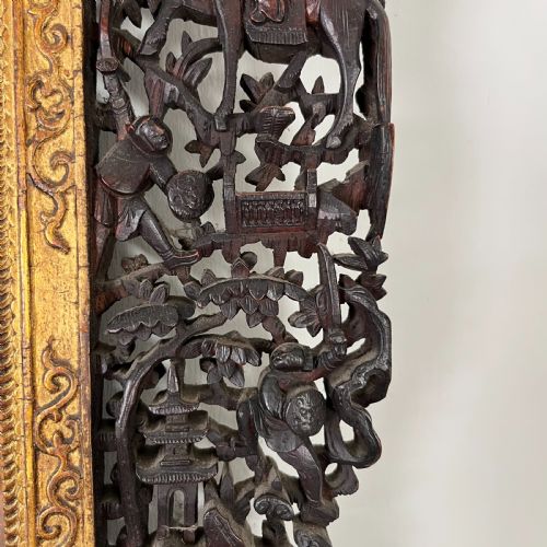 19TH C CARVED CHINESE WALL MIRROR - ADDITIONAL PHOTO 6
