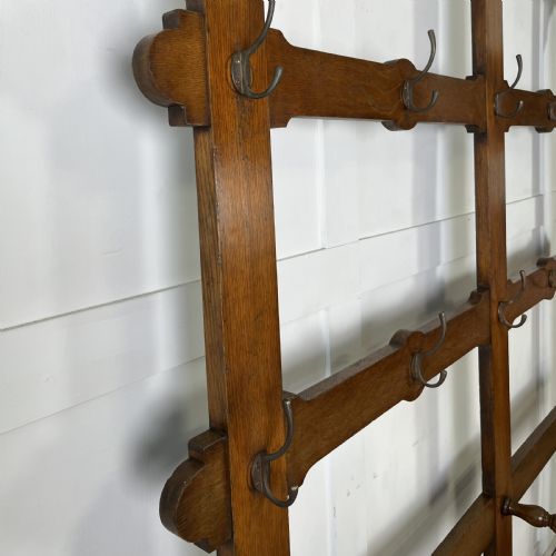 LARGE 19TH C OAK COAT AND HAT STAND - ADDITIONAL PHOTO 6