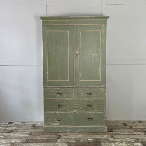 victorian painted pine linen cupboard - CATEGORY: ANTIQUE CUPBOARDS - DATED VICTORIAN