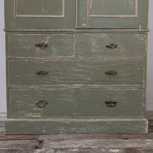 VICTORIAN PAINTED PINE LINEN CUPBOARD - ADDITIONAL PHOTO 2