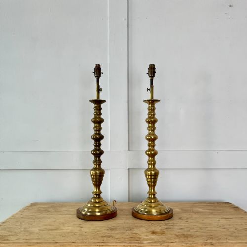 pair of brass telescopic table lamps - CATEGORY: ANTIQUE LIGHTING - DATED 1920