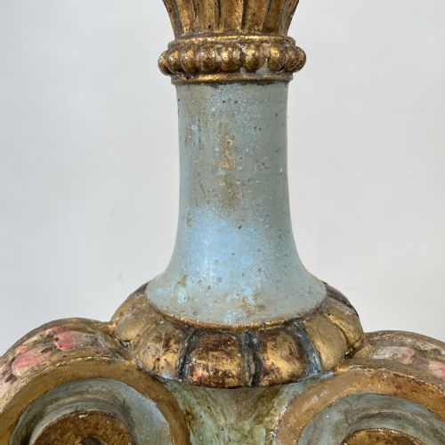 19TH C ITALIAN GILTWOOD AND POLYCHROME CANDLE HOLDER - ADDITIONAL PHOTO 13