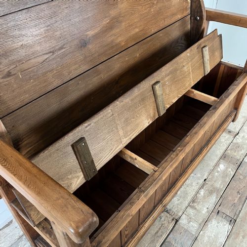 VICTORIAN PINE MONKS BENCH - ADDITIONAL PHOTO 3