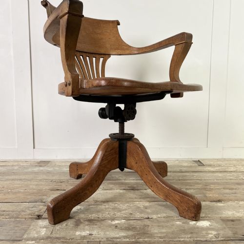 VICTORIAN OAK TILTING OFFICE CHAIR - ADDITIONAL PHOTO 2