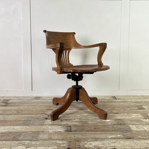 VICTORIAN OAK TILTING OFFICE CHAIR - ADDITIONAL PHOTO 4