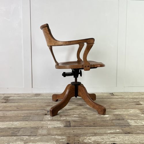 VICTORIAN OAK TILTING OFFICE CHAIR - ADDITIONAL PHOTO 5