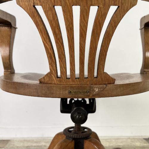 VICTORIAN OAK TILTING OFFICE CHAIR - ADDITIONAL PHOTO 9