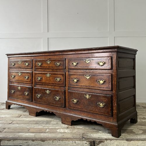 18TH C OAK NINE DRAWER DRESSER BASE - ADDITIONAL PHOTO 1