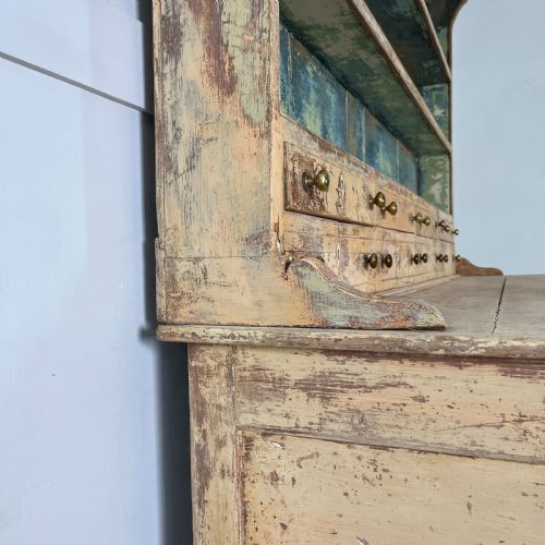 LARGE VICTORIAN PAINTED PINE KITCHEN DRESSER - ADDITIONAL PHOTO 19