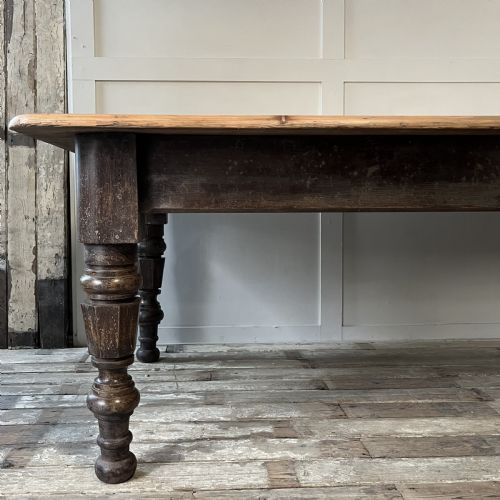 VERY LARGE VICTORIAN PINE COUNTRY HOUSE KITCHEN TABLE - ADDITIONAL PHOTO 1