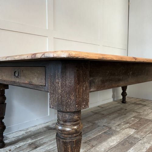 VERY LARGE VICTORIAN PINE COUNTRY HOUSE KITCHEN TABLE - ADDITIONAL PHOTO 3
