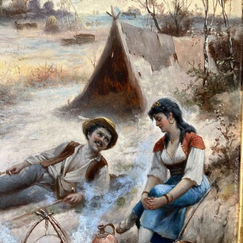 PAIR OF OIL ON BOARDS OF PEASANT SCENES SIGNED R PALNAY - ADDITIONAL PHOTO 2