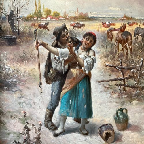 PAIR OF OIL ON BOARDS OF PEASANT SCENES SIGNED R PALNAY - ADDITIONAL PHOTO 12