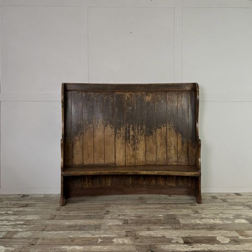 MID 19TH C PINE BARREL BACK SETTLE - ADDITIONAL PHOTO 1