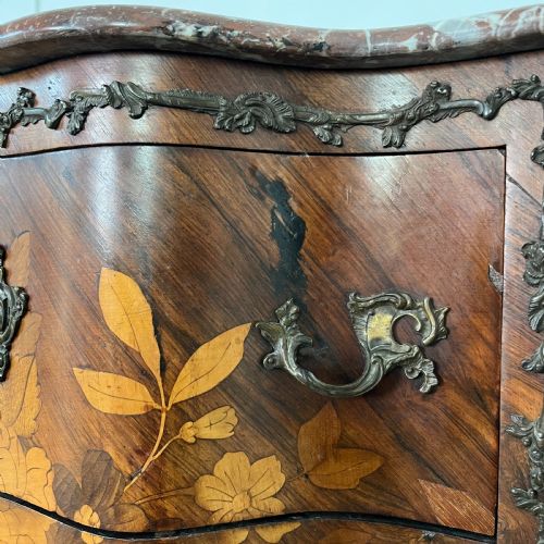 19TH C FRENCH ROSEWOOD MARQUETRY COMMODE CHEST OF DRAWERS - ADDITIONAL PHOTO 7