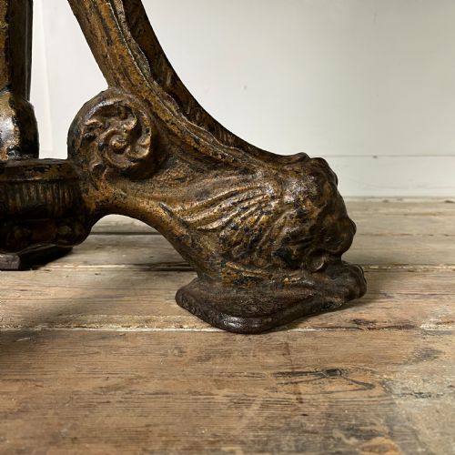 LONG VICTORIAN OAK AND CAST IRON SHIPS TABLE - ADDITIONAL PHOTO 4