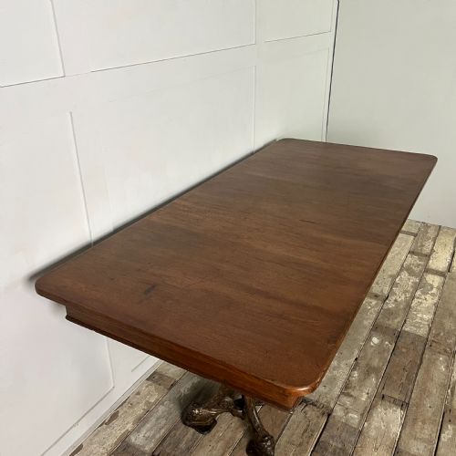 LONG VICTORIAN OAK AND CAST IRON SHIPS TABLE - ADDITIONAL PHOTO 6