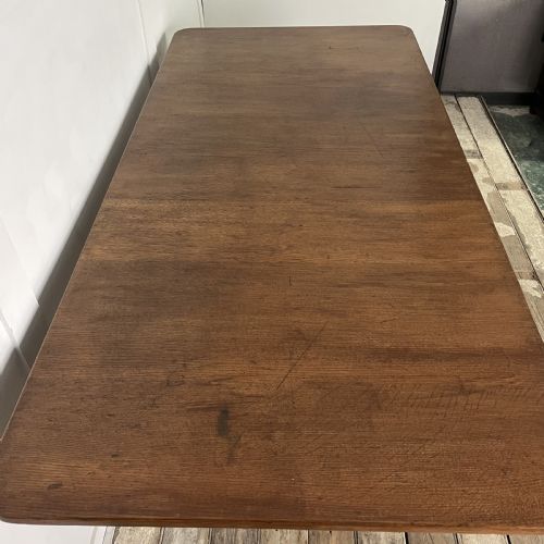 LONG VICTORIAN OAK AND CAST IRON SHIPS TABLE - ADDITIONAL PHOTO 7