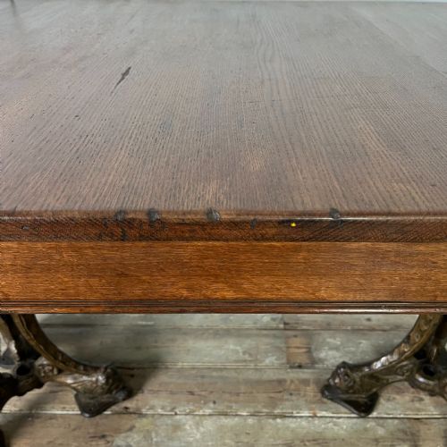 LONG VICTORIAN OAK AND CAST IRON SHIPS TABLE - ADDITIONAL PHOTO 14