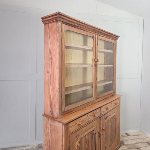 VICTORIAN PINE GLAZED KITCHEN DRESSER - ADDITIONAL PHOTO 5