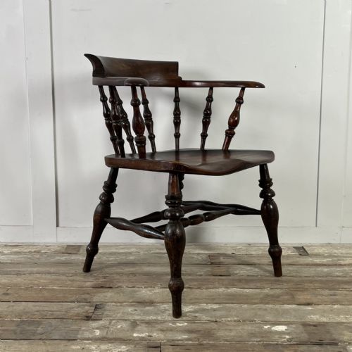 PAIR OF VICTORIAN ELM SMOKERS BOW CHAIRS - ADDITIONAL PHOTO 5