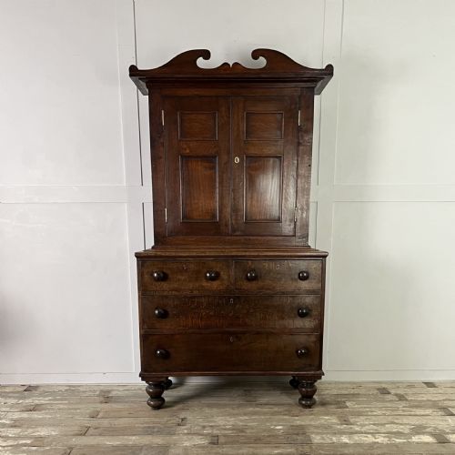 georgian oak cupboard on chest - CATEGORY: ANTIQUE CUPBOARDS - DATED GEORGIAN