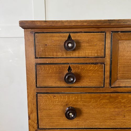 LARGE VICTORIAN SCUMBLE PAINTED PINE CHEST OF DRAWERS - ADDITIONAL PHOTO 4