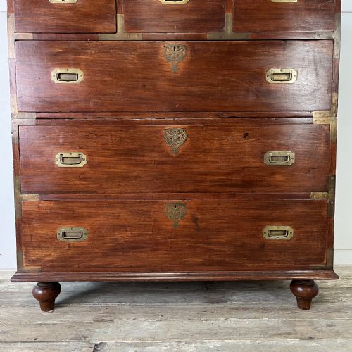 19TH C MAHOGANY CAMPAIGN CHEST OF DRAWERS - ADDITIONAL PHOTO 3