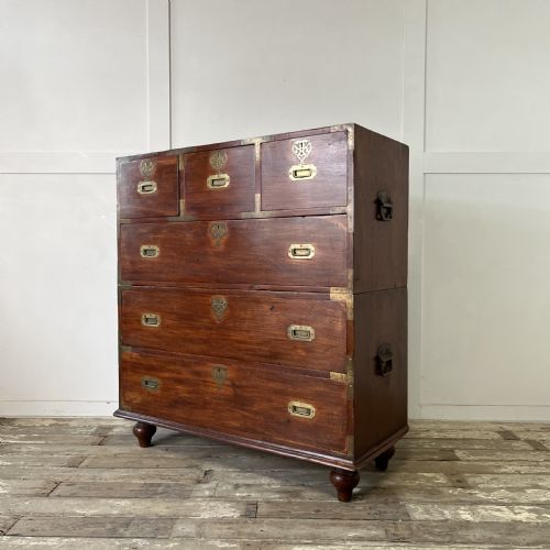 19TH C MAHOGANY CAMPAIGN CHEST OF DRAWERS - ADDITIONAL PHOTO 17