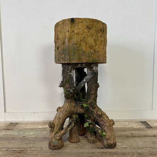 19TH C TERRACOTTA FAUX BOIS PLANTER - ADDITIONAL PHOTO 1