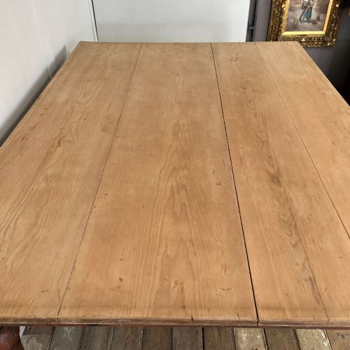 LARGE VICTORIAN PINE FARMHOUSE KITCHEN TABLE - ADDITIONAL PHOTO 6