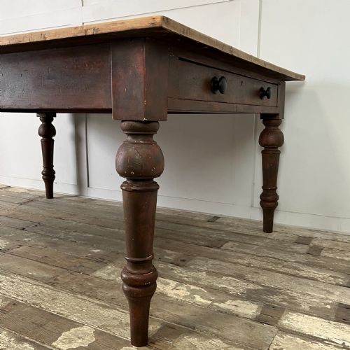 LARGE VICTORIAN PINE FARMHOUSE KITCHEN TABLE - ADDITIONAL PHOTO 7