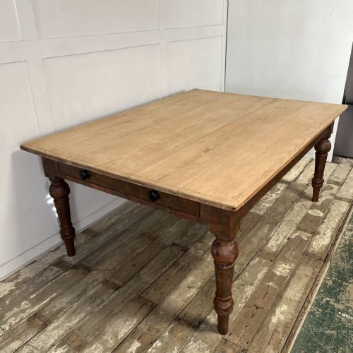 LARGE VICTORIAN PINE FARMHOUSE KITCHEN TABLE - ADDITIONAL PHOTO 11