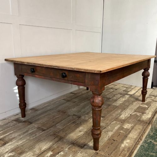 LARGE VICTORIAN PINE FARMHOUSE KITCHEN TABLE - ADDITIONAL PHOTO 13