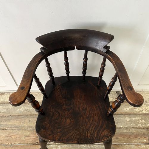 19TH C ELM SMOKERS BOW ARMCHAIR - ADDITIONAL PHOTO 2