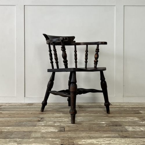 19TH C ELM SMOKERS BOW ARMCHAIR - ADDITIONAL PHOTO 6