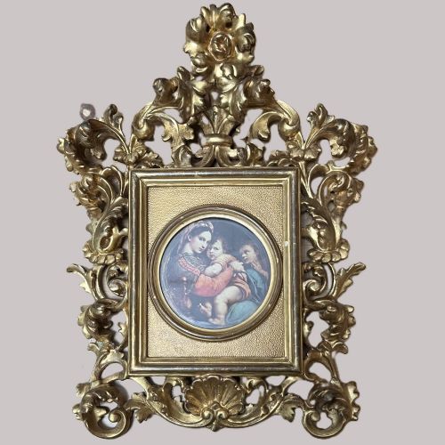 19TH C ITALIAN CARVED GILTWOOD FLORENTINE PICTURE FRAME