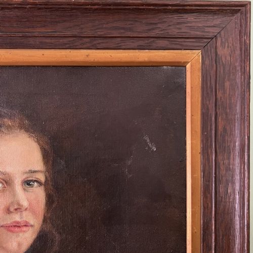 EDWARDIAN OIL ON CANVAS PORTRAIT OF A GIRL - ADDITIONAL PHOTO 5