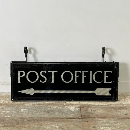 1920'S DOUBLE SIDED GLASS POST OFFICE DIRECTION SIGN