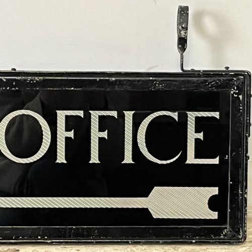 1920'S DOUBLE SIDED GLASS POST OFFICE DIRECTION SIGN - ADDITIONAL PHOTO 1