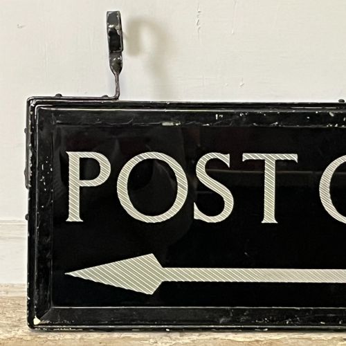 1920'S DOUBLE SIDED GLASS POST OFFICE DIRECTION SIGN - ADDITIONAL PHOTO 2