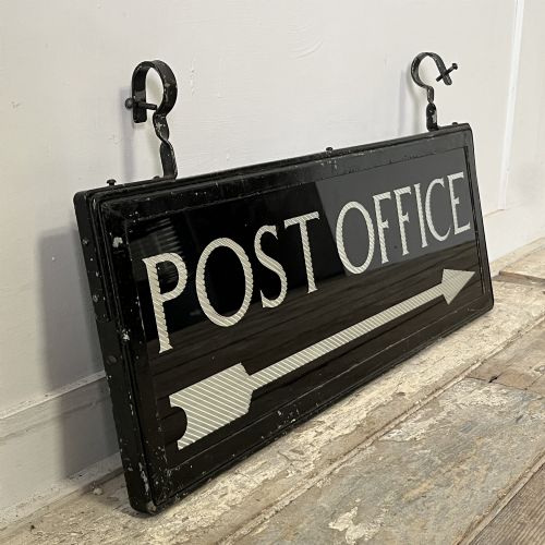 1920'S DOUBLE SIDED GLASS POST OFFICE DIRECTION SIGN - ADDITIONAL PHOTO 4