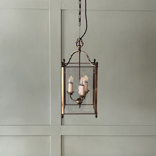 EDWARDIAN BRASS AND CUT GLASS HALL LANTERN - ADDITIONAL PHOTO 1