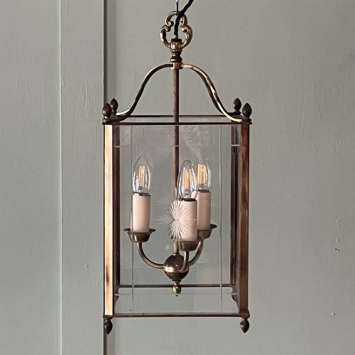 EDWARDIAN BRASS AND CUT GLASS HALL LANTERN - ADDITIONAL PHOTO 2