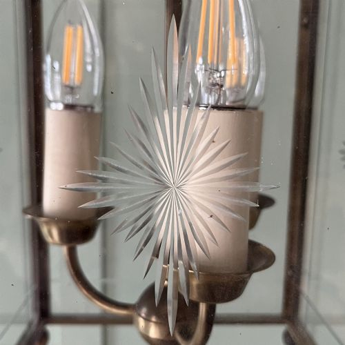 EDWARDIAN BRASS AND CUT GLASS HALL LANTERN - ADDITIONAL PHOTO 3