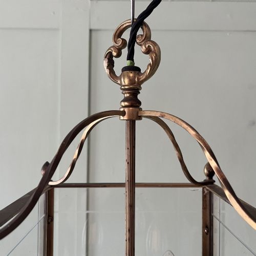 EDWARDIAN BRASS AND CUT GLASS HALL LANTERN - ADDITIONAL PHOTO 4